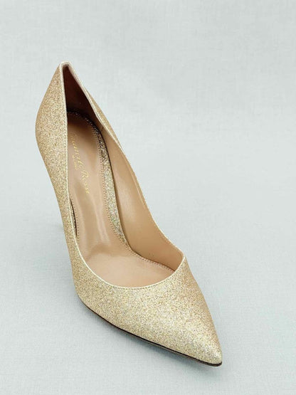 Pre - loved GIANVITO ROSSI Starlight Gold Size EU 38 Pumps at Reems Closet