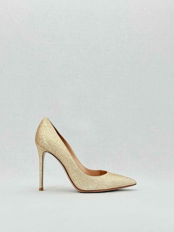 Pre - loved GIANVITO ROSSI Starlight Gold Size EU 38 Pumps at Reems Closet