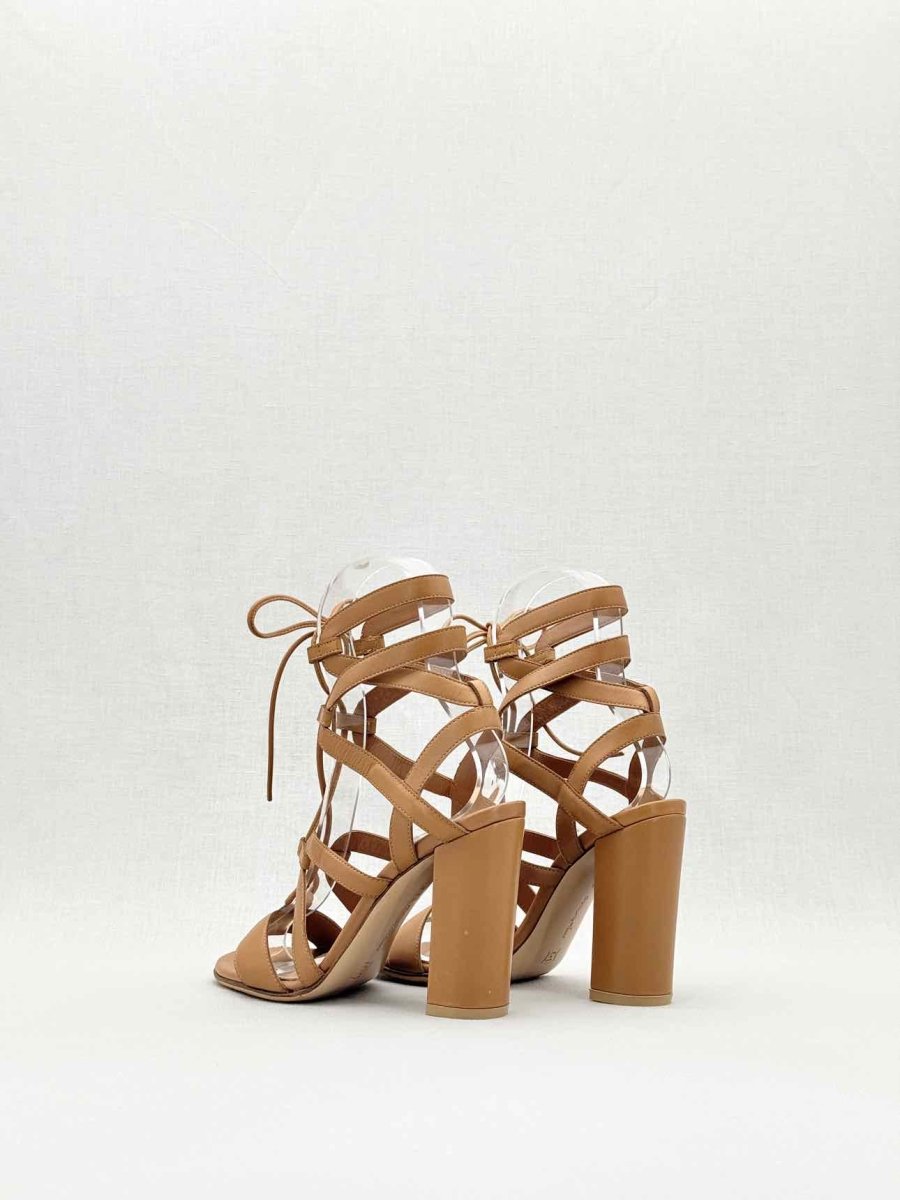 Pre - loved GIANVITO ROSSI Strappy Tan Size EU 35 Heeled Sandals at Reems Closet