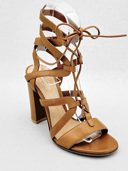 Pre - loved GIANVITO ROSSI Strappy Tan Size EU 35 Heeled Sandals at Reems Closet