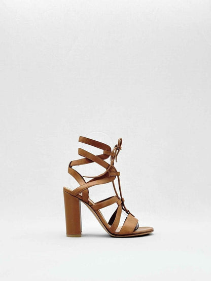 Pre - loved GIANVITO ROSSI Strappy Tan Size EU 35 Heeled Sandals at Reems Closet
