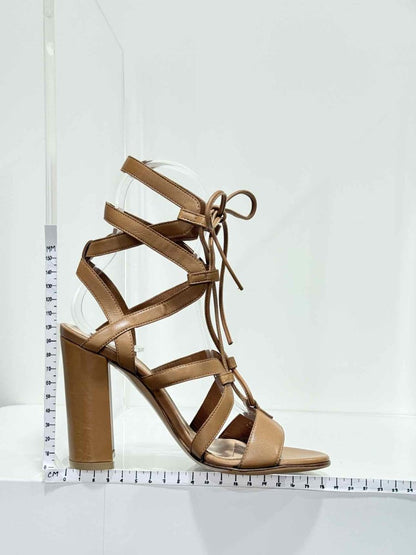 Pre - loved GIANVITO ROSSI Strappy Tan Size EU 35 Heeled Sandals at Reems Closet