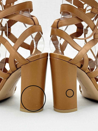 Pre - loved GIANVITO ROSSI Strappy Tan Size EU 35 Heeled Sandals at Reems Closet