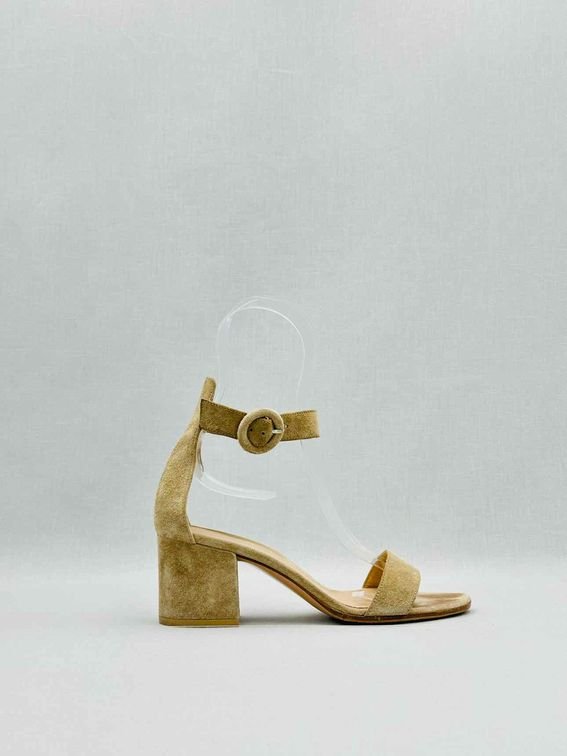 Pre - loved GIANVITO ROSSI Versilia Beige Heeled Sandals 35 at Reems Closet