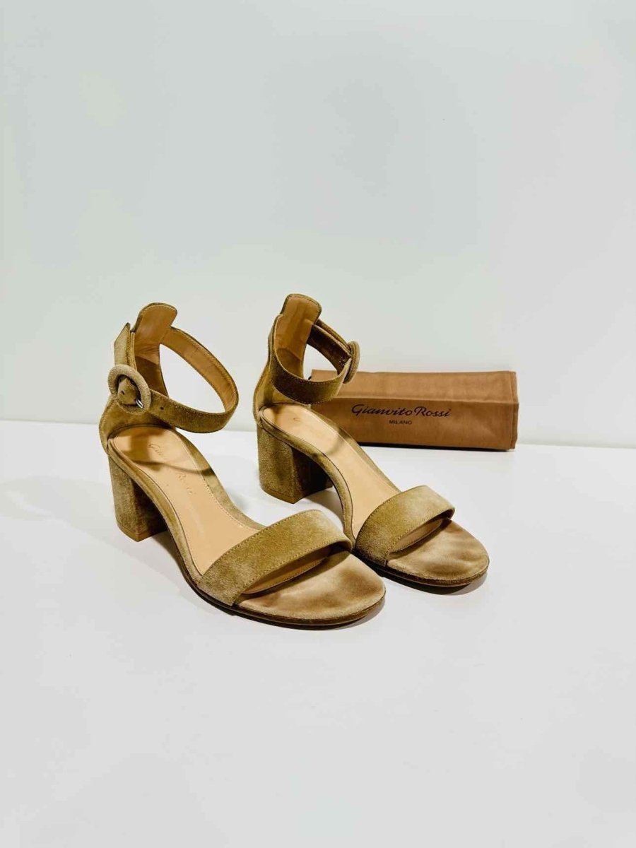 Pre - loved GIANVITO ROSSI Versilia Beige Heeled Sandals 35 at Reems Closet