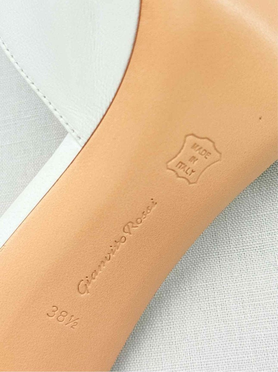 Pre - loved GIANVITO ROSSI White Size EU 38.5 Heeled Sandals at Reems Closet