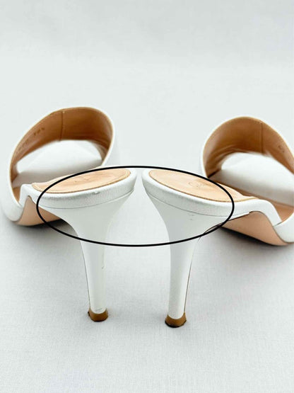 Pre - loved GIANVITO ROSSI White Size EU 38.5 Heeled Sandals at Reems Closet