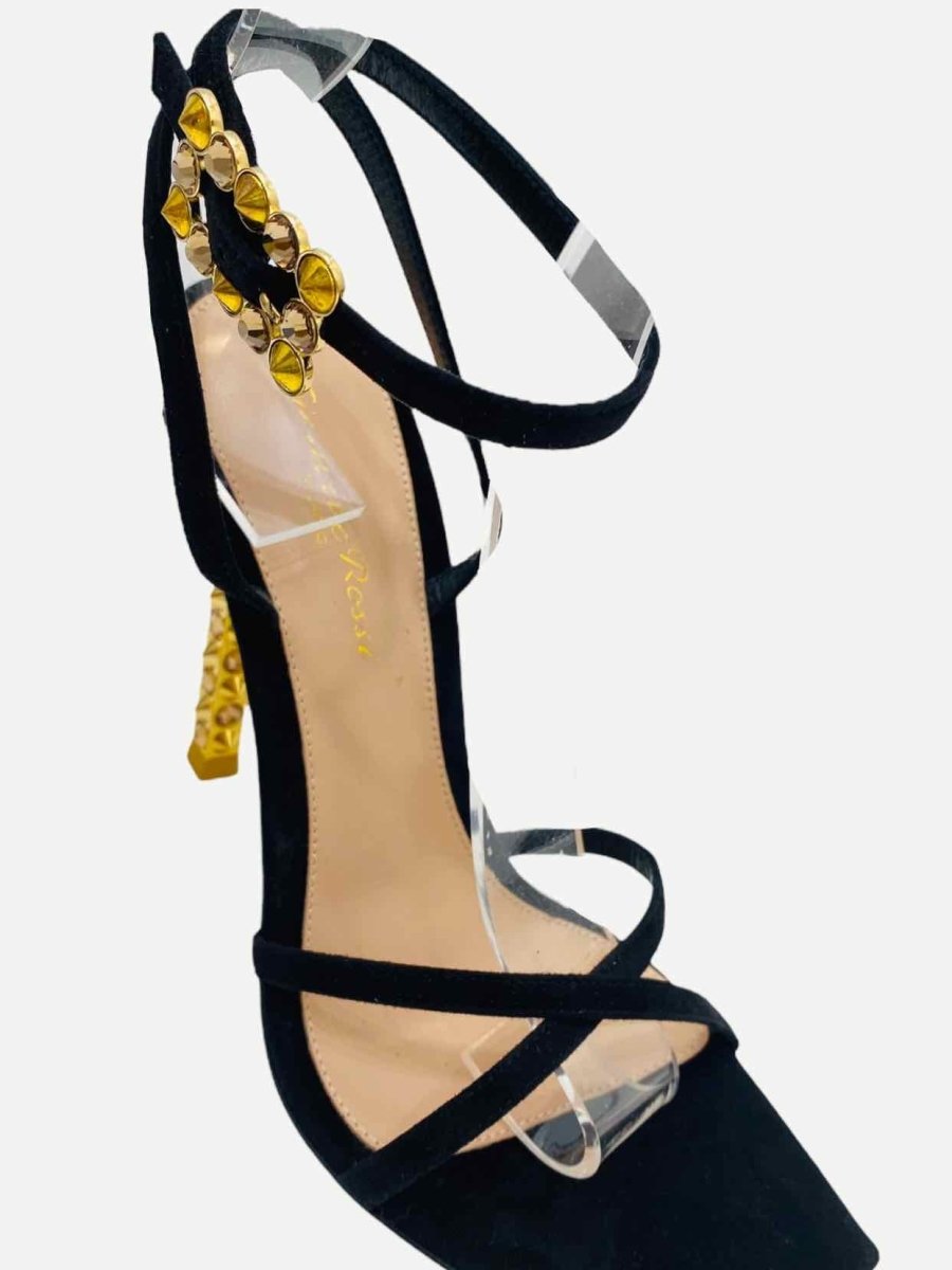 Pre - loved GIANVITO ROSSI Wonder Black Embellished Heeled Sandals at Reems Closet