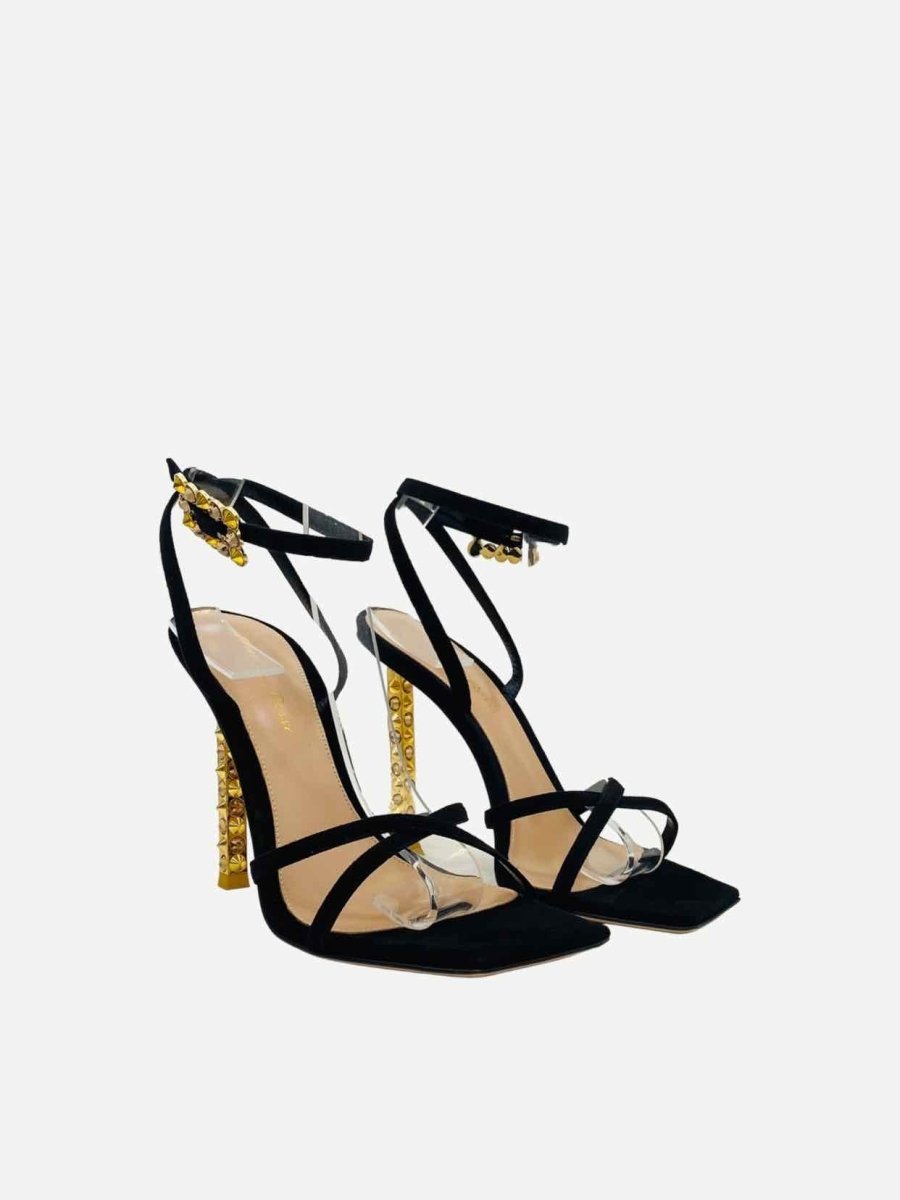 Pre - loved GIANVITO ROSSI Wonder Black Embellished Heeled Sandals at Reems Closet