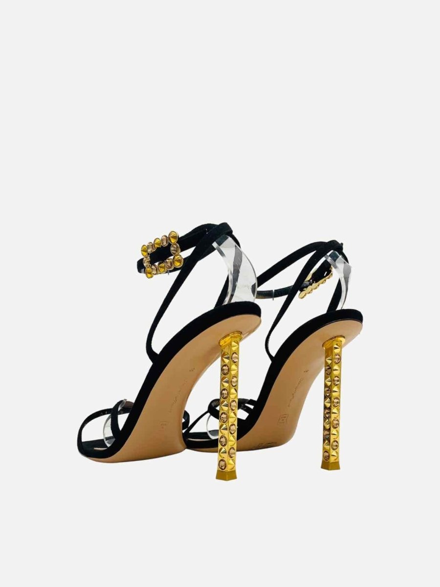 Pre - loved GIANVITO ROSSI Wonder Black Embellished Heeled Sandals at Reems Closet