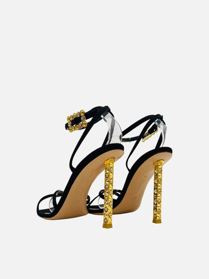 Pre - loved GIANVITO ROSSI Wonder Black Embellished Heeled Sandals at Reems Closet