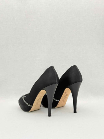 Pre-loved GINA Black Crystal Embellished Size EU 38.5 Pumps at Reems Closet