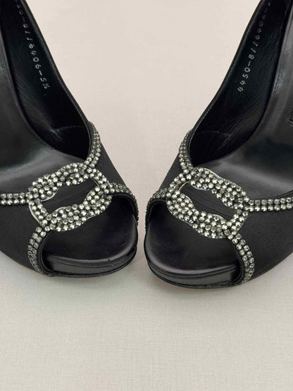 Pre-loved GINA Black Crystal Embellished Size EU 38.5 Pumps at Reems Closet