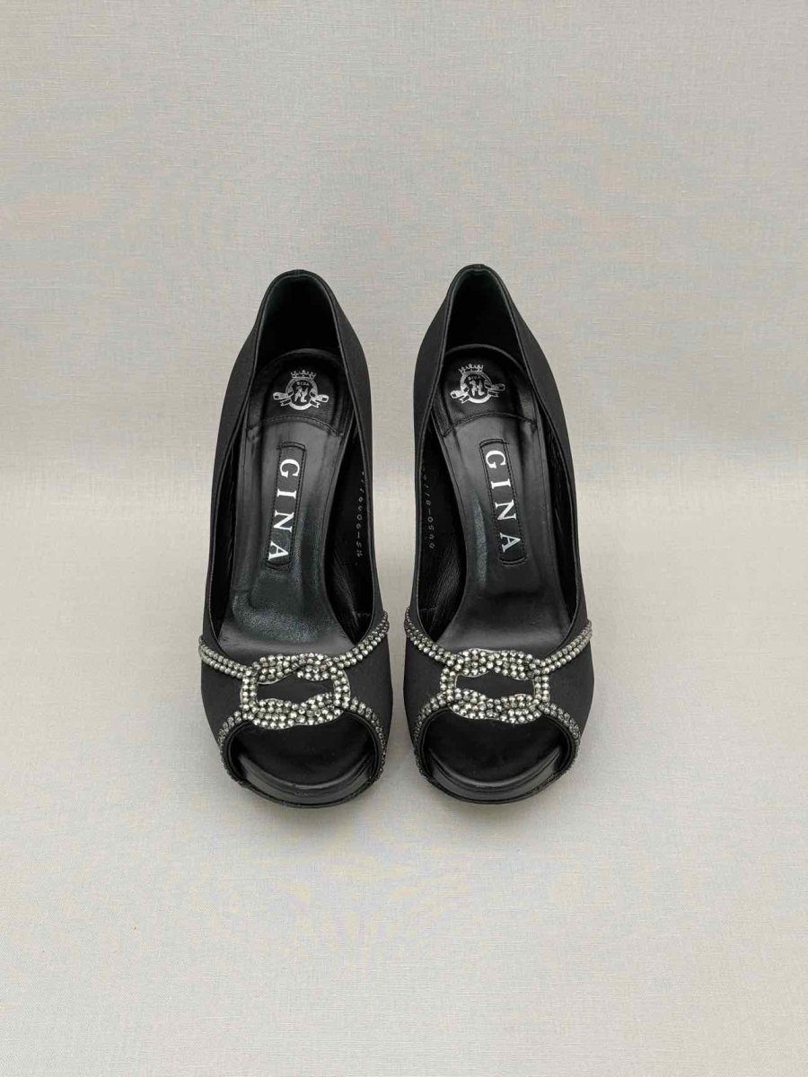 Pre-loved GINA Black Crystal Embellished Size EU 38.5 Pumps at Reems Closet