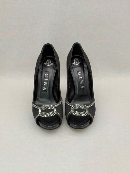 Pre-loved GINA Black Crystal Embellished Size EU 38.5 Pumps at Reems Closet