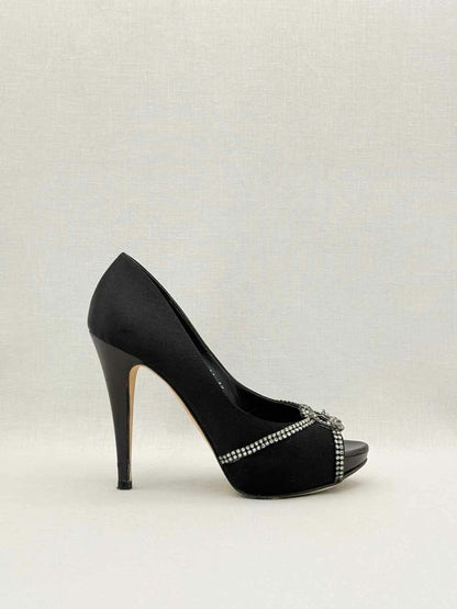 Pre-loved GINA Black Crystal Embellished Size EU 38.5 Pumps at Reems Closet