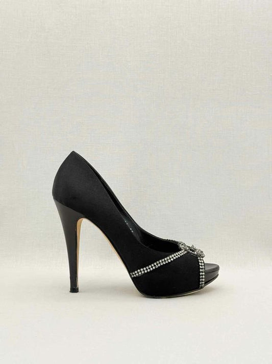 Pre-loved GINA Black Crystal Embellished Size EU 38.5 Pumps at Reems Closet