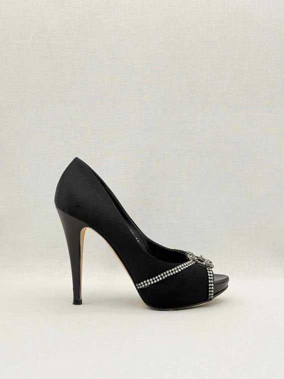Pre-loved GINA Black Crystal Embellished Size EU 38.5 Pumps at Reems Closet