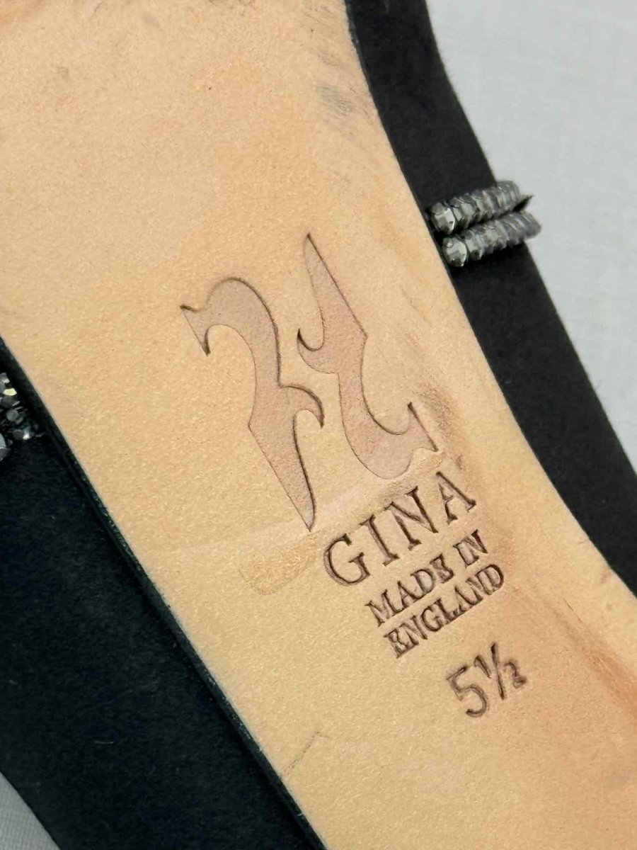 Pre-loved GINA Black Crystal Embellished Size EU 38.5 Pumps at Reems Closet