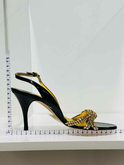 Pre - loved GINA Black & Gold Size EU 38.5 Heeled Sandals at Reems Closet