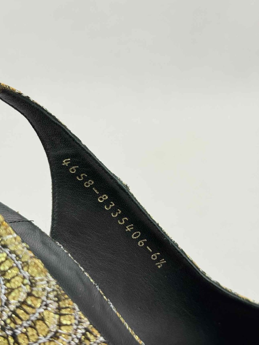 Pre - loved GINA Gold & Black Embroidered Size EU 39.5 Pumps at Reems Closet