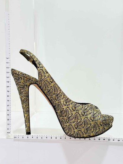Pre-loved GINA Gold & Black Size EU 39.5 Platform Sandals at Reems Closet