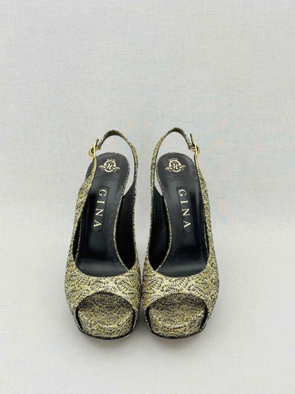 Pre-loved GINA Gold & Black Size EU 39.5 Platform Sandals at Reems Closet