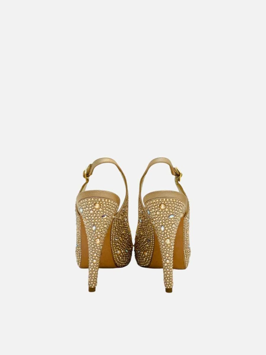 Pre - loved GINA Platform Gold Slingbacks at Reems Closet