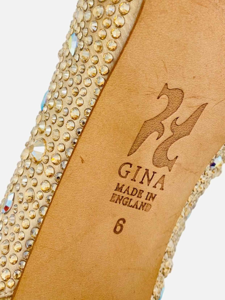 Pre - loved GINA Platform Gold Slingbacks at Reems Closet