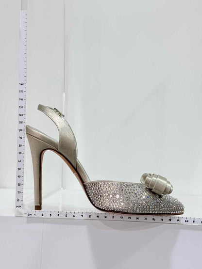 Pre - loved GINA Silver Size EU 36.5 Heeled Sandals at Reems Closet