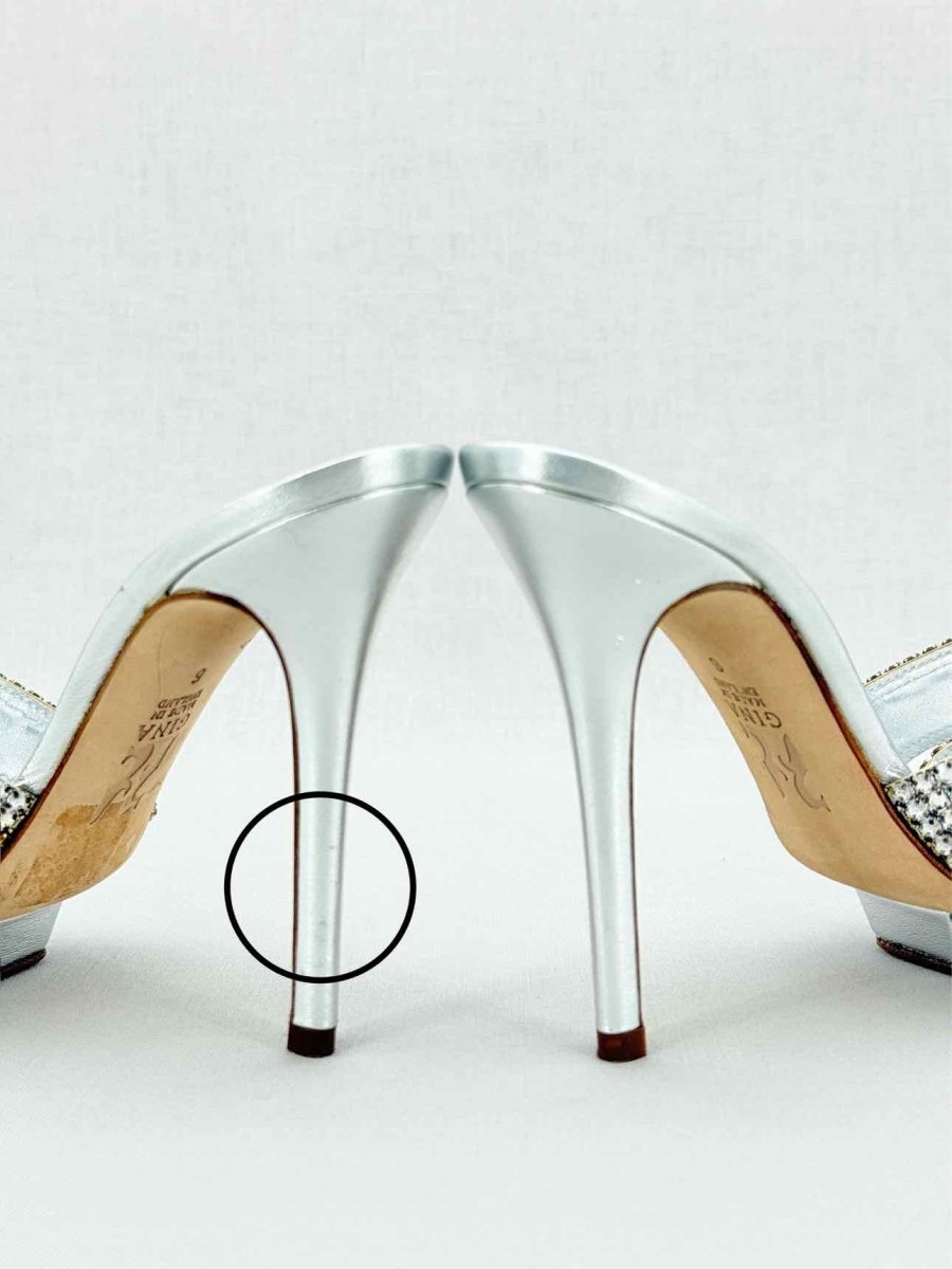 Pre - loved GINA Silver Size EU 39 Mules at Reems Closet