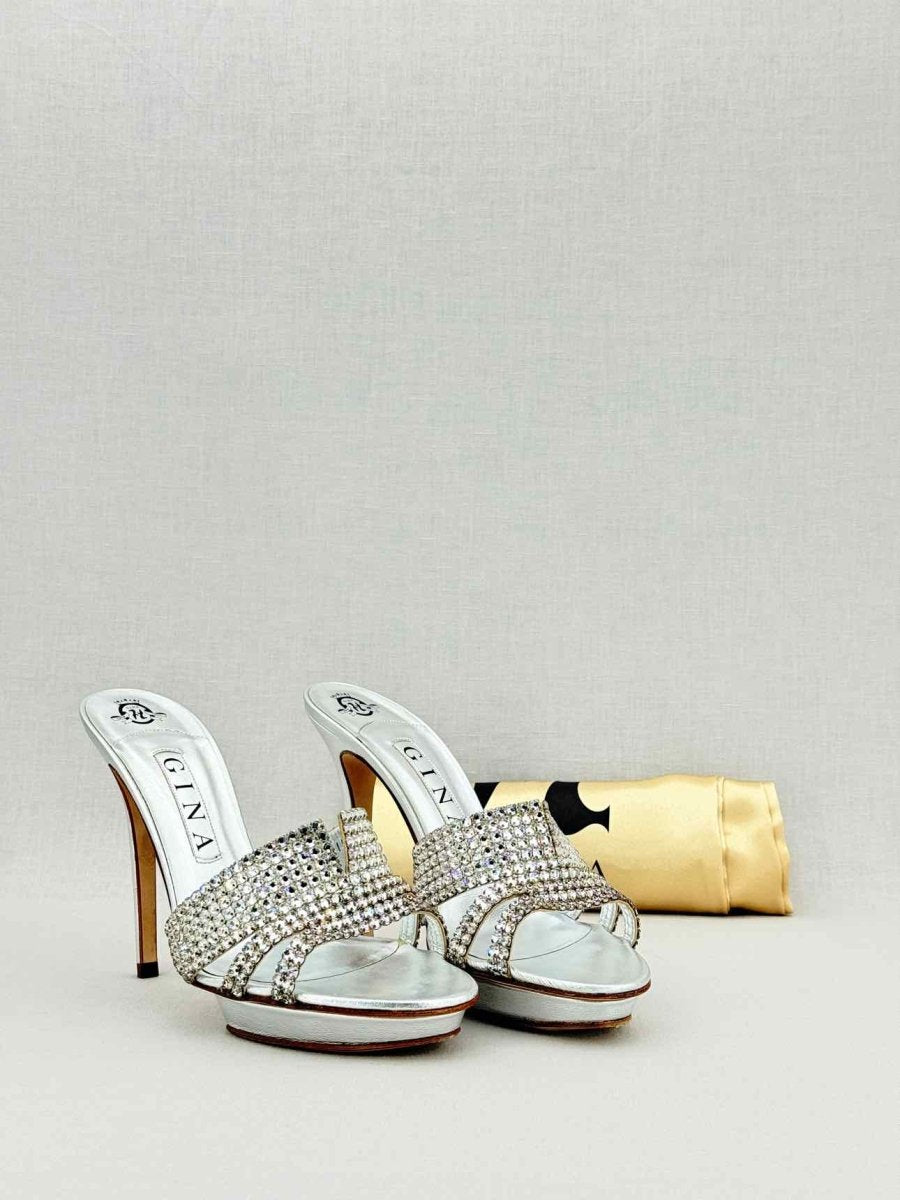 Pre - loved GINA Silver Size EU 39 Mules at Reems Closet