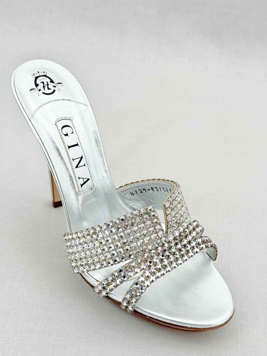 Pre - loved GINA Silver Size EU 39 Mules at Reems Closet