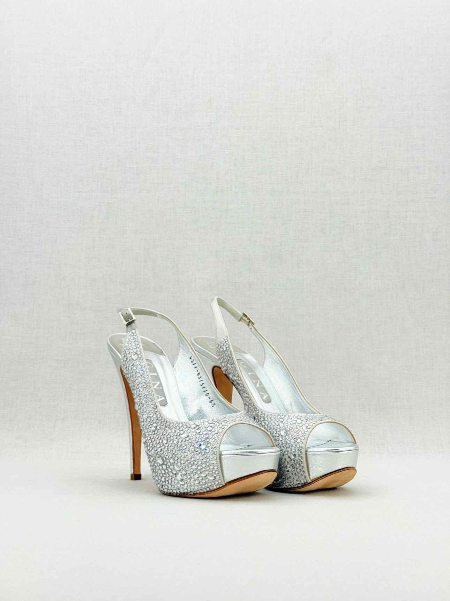 Pre - loved GINA Silver Size EU 39.5 Slingbacks at Reems Closet