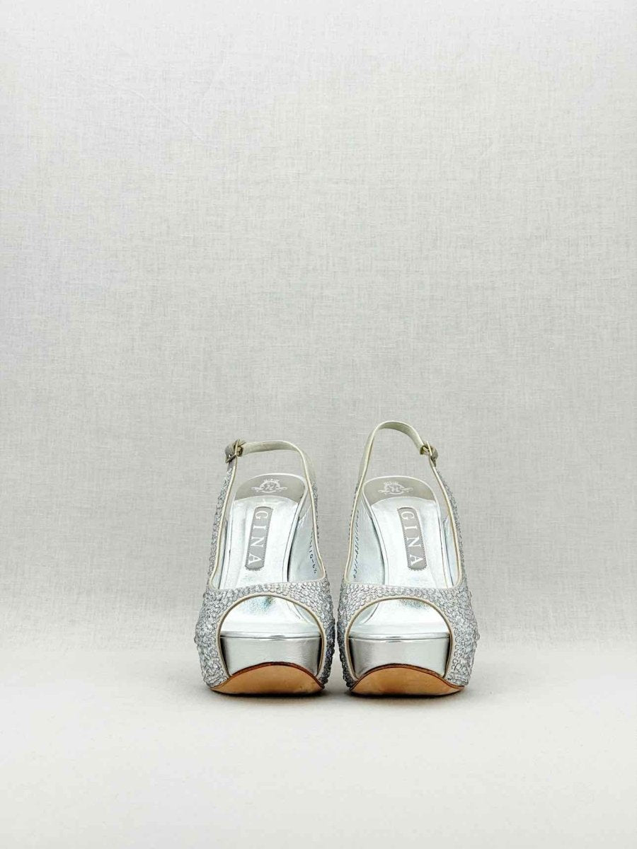 Pre - loved GINA Silver Size EU 39.5 Slingbacks at Reems Closet
