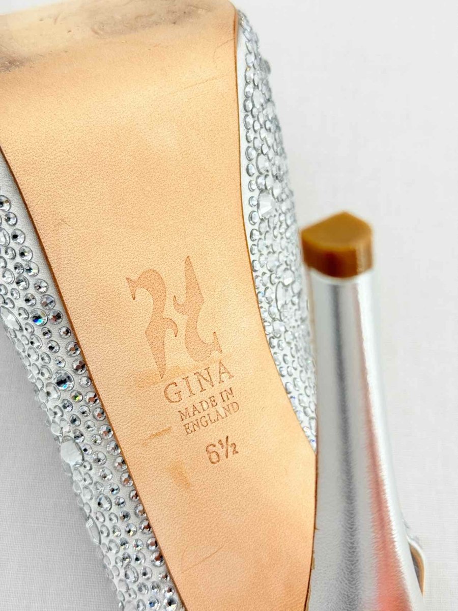 Pre - loved GINA Silver Size EU 39.5 Slingbacks at Reems Closet