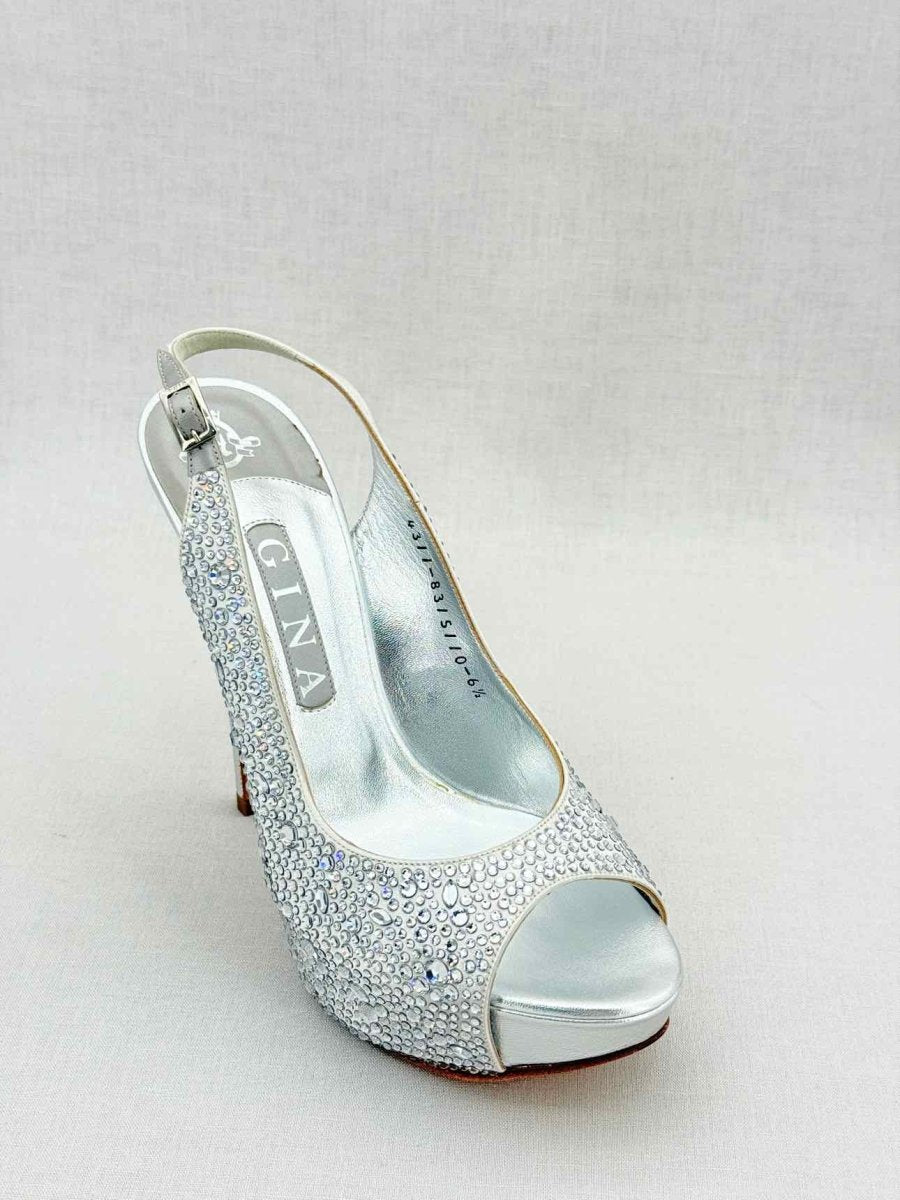 Pre - loved GINA Silver Size EU 39.5 Slingbacks at Reems Closet