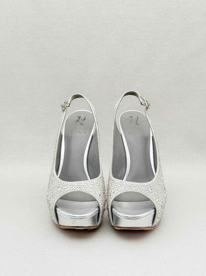Pre-loved GINA Silver Size EU 40 Slingbacks at Reems Closet