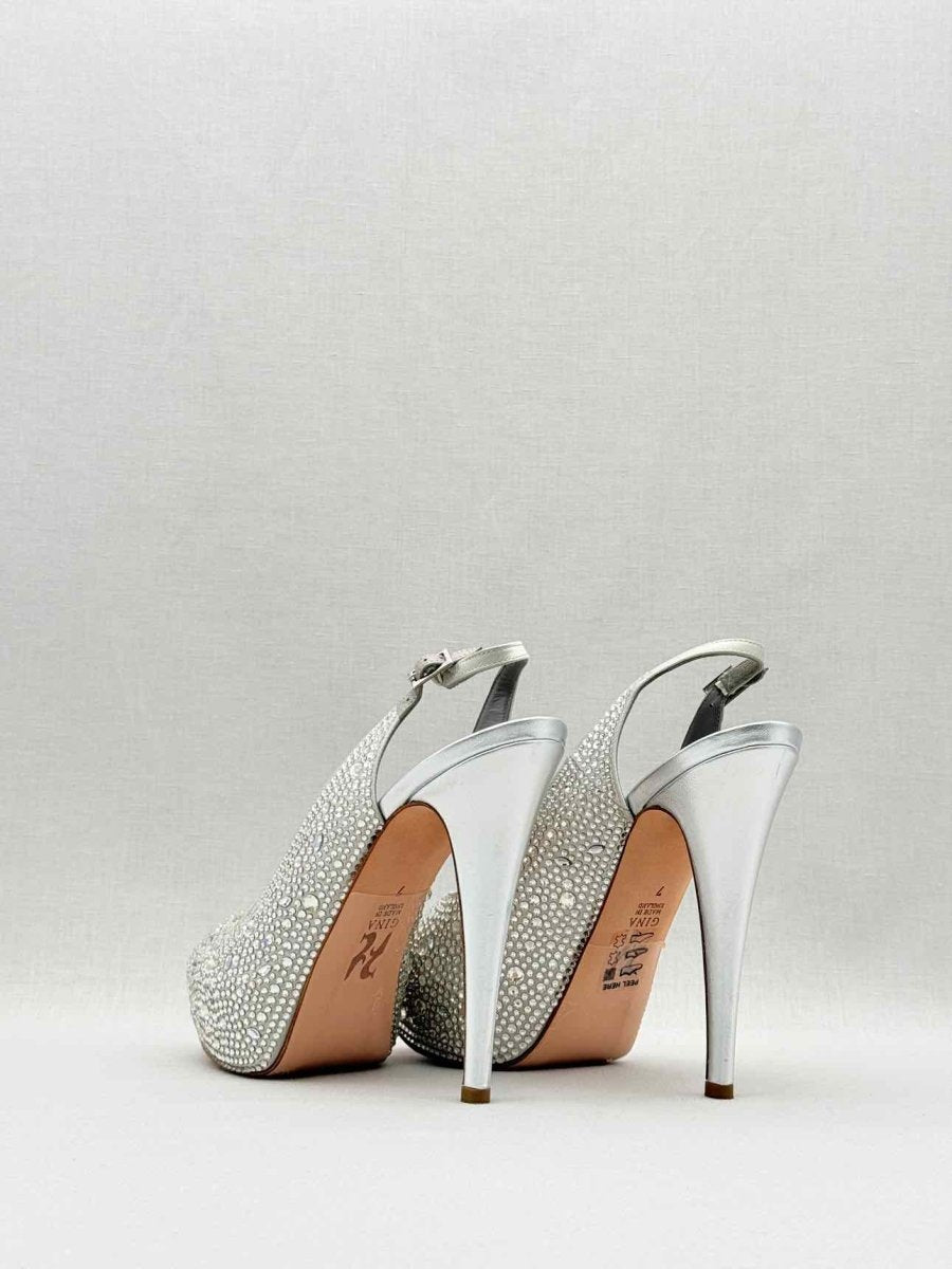 Pre-loved GINA Silver Size EU 40 Slingbacks at Reems Closet