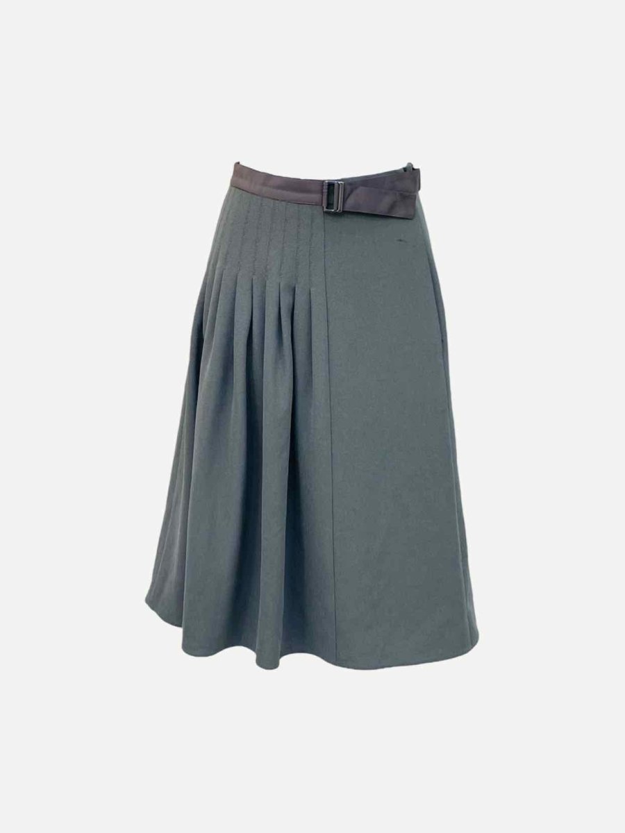 Pre - loved GIORGIO ARMANI A - Line Grey Pleated Knee Length Skirt at Reems Closet