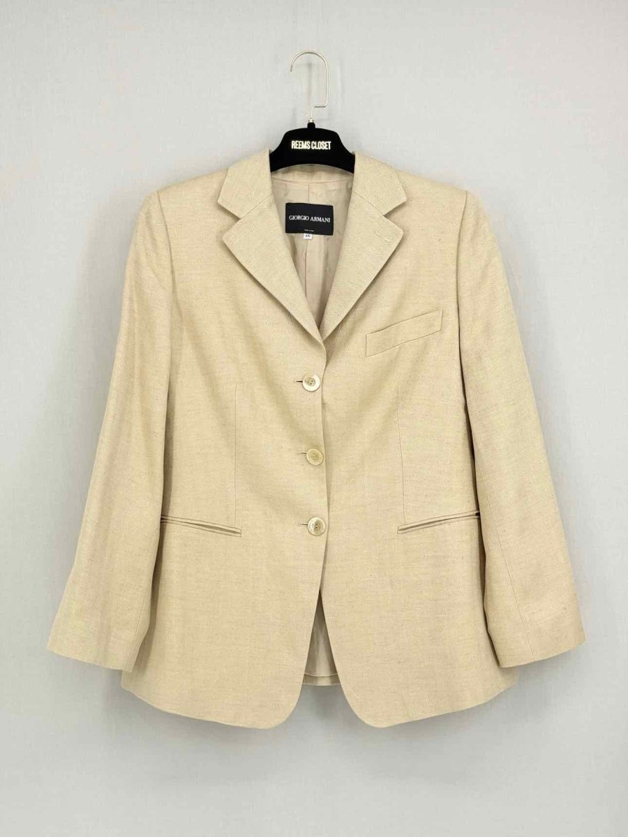 Pre - loved GIORGIO ARMANI Beige Size US 10 Jacket at Reems Closet