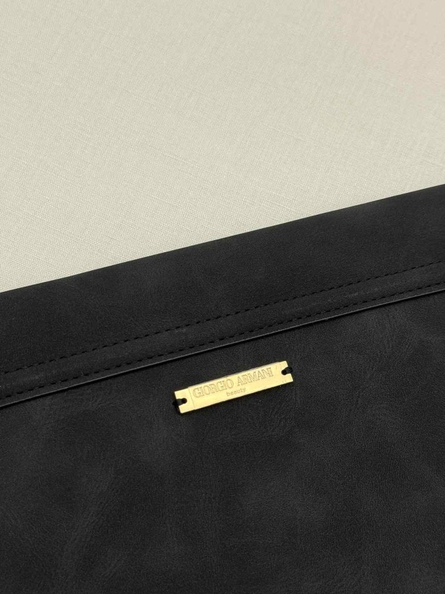 Pre - loved GIORGIO ARMANI Envelope Black Clutch at Reems Closet