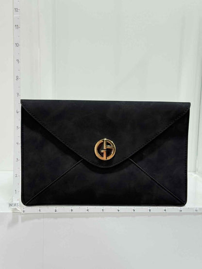 Pre - loved GIORGIO ARMANI Envelope Black Clutch at Reems Closet