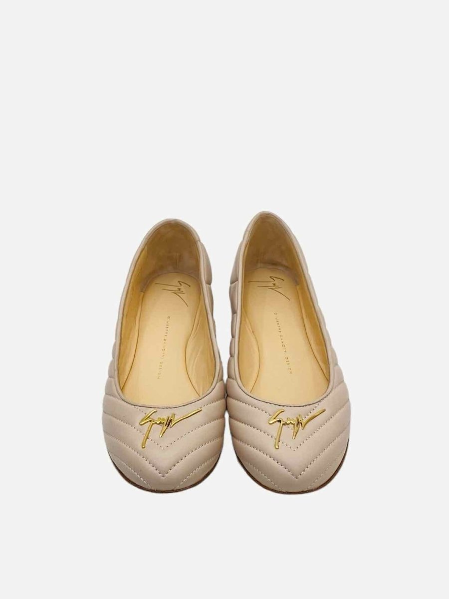 Pre-loved GIUSEPPE ZANOTTI Beige Quilted Flat Shoes from Reems Closet