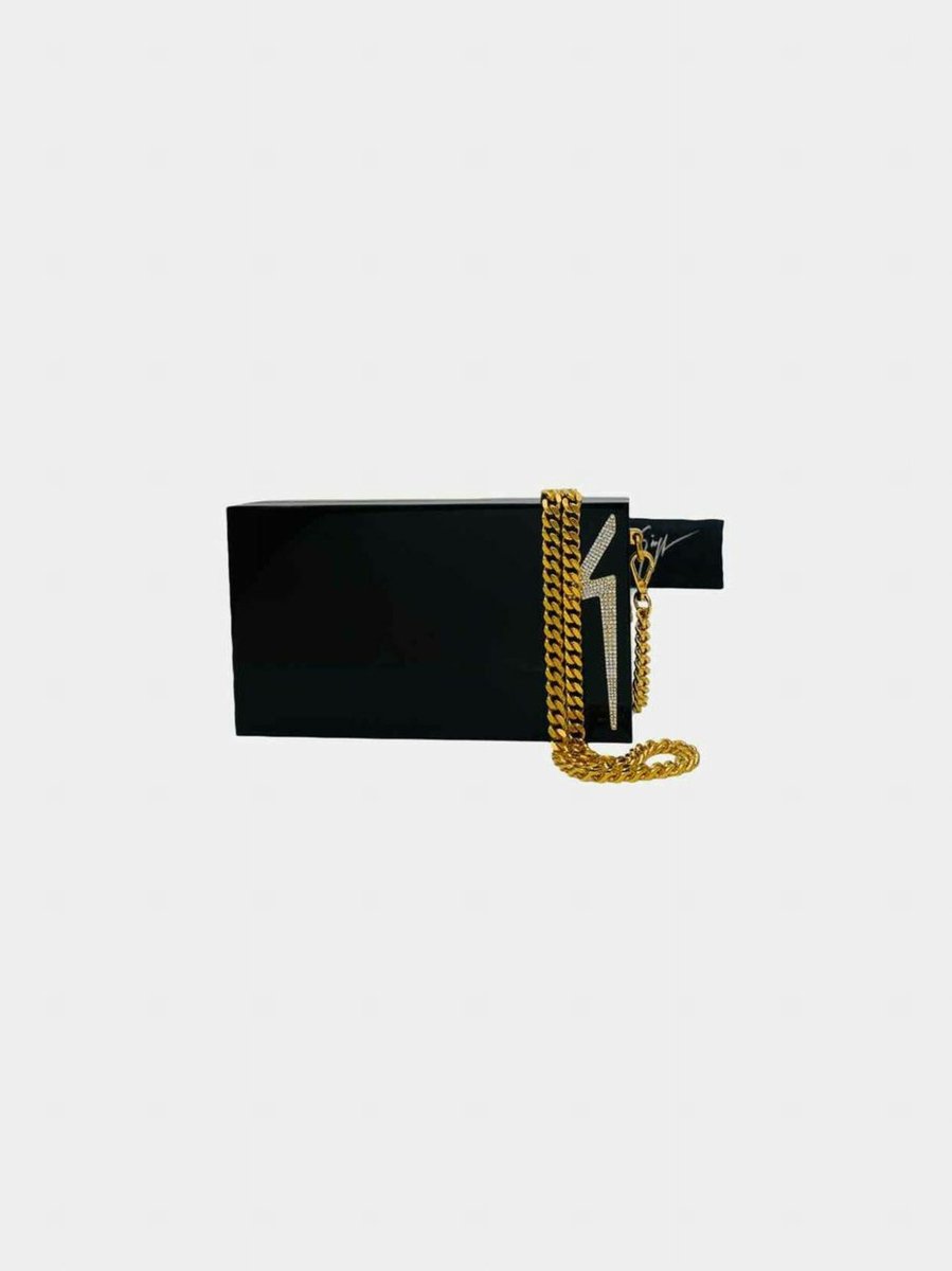 Pre - loved GIUSEPPE ZANOTTI Box Black Clutch at Reems Closet