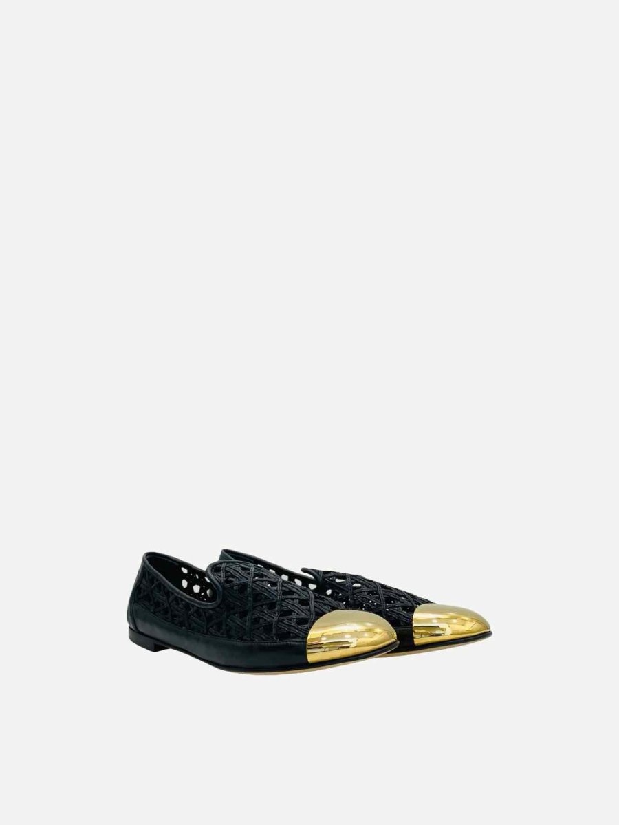 Pre - loved GIUSEPPE ZANOTTI Laser Cut Black & Gold Ballet Flats 41 at Reems Closet