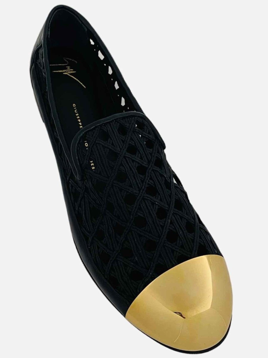 Pre - loved GIUSEPPE ZANOTTI Laser Cut Black & Gold Ballet Flats 41 at Reems Closet