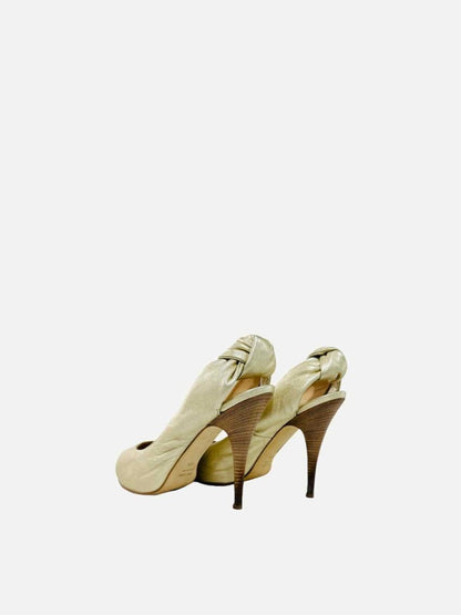 Pre - loved GIUSEPPE ZANOTTI Peep Toe Gold Slingbacks at Reems Closet