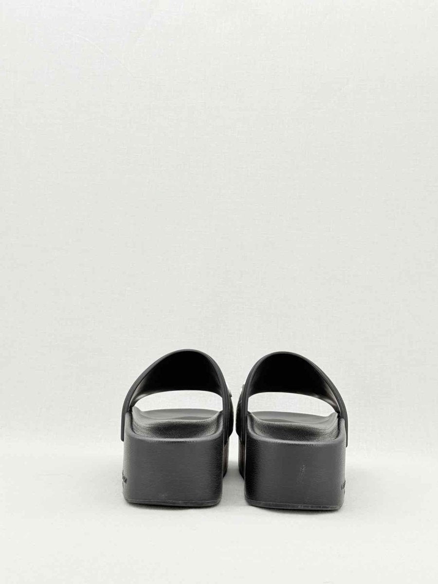 Pre - loved GIVENCHY Black Logo Print Size EU 37 Slides at Reems Closet