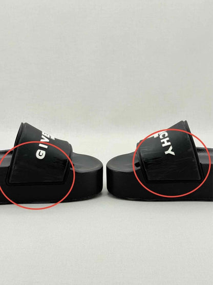 Pre - loved GIVENCHY Black Logo Print Size EU 37 Slides at Reems Closet